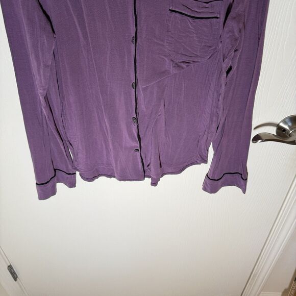Victoria Secret Pajama Top Sleepwear Medium Purple Solid Long Sleeve Modal - Picture 4 of 7